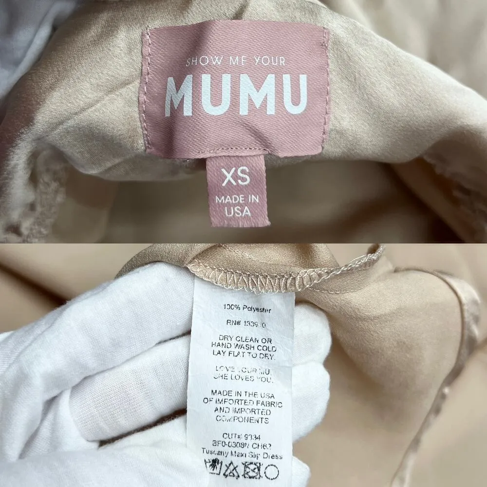 Show Me Your Mumu Tuscany Maxi Slip Dress in Champagne Luxe Satin size XS - Image 4