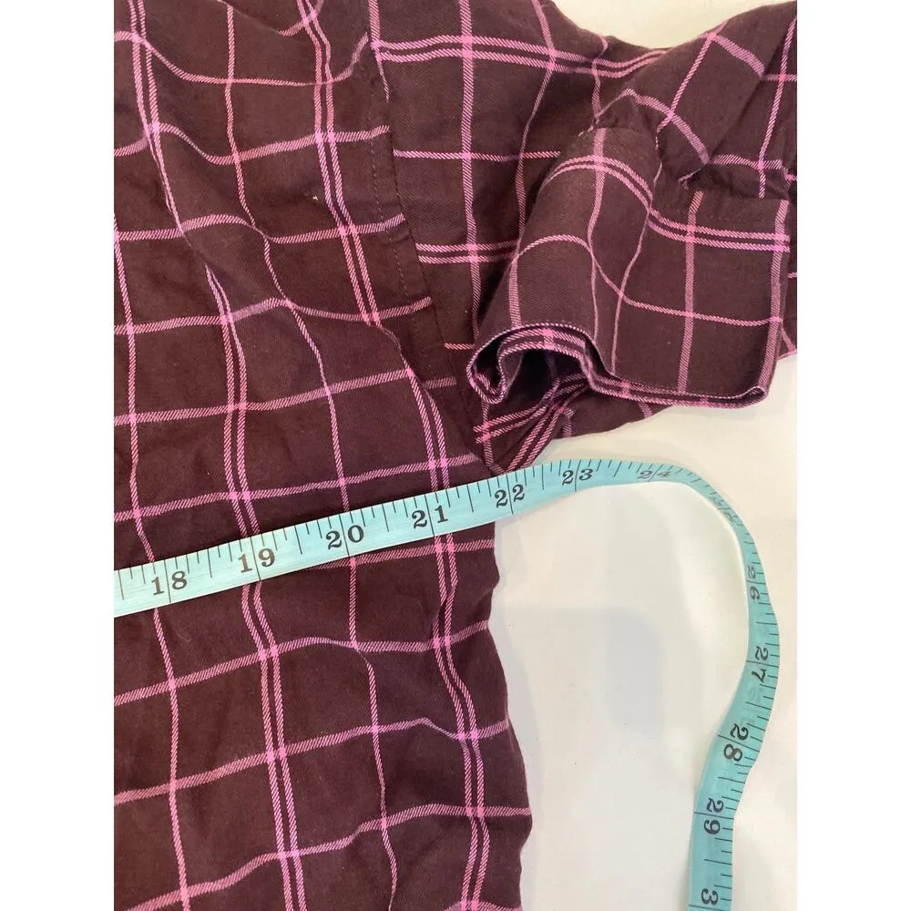 Madewell Purple Brown Plaid Oversized Nikki Flannel Button Down PJ Top EUC Sz S - Image 10