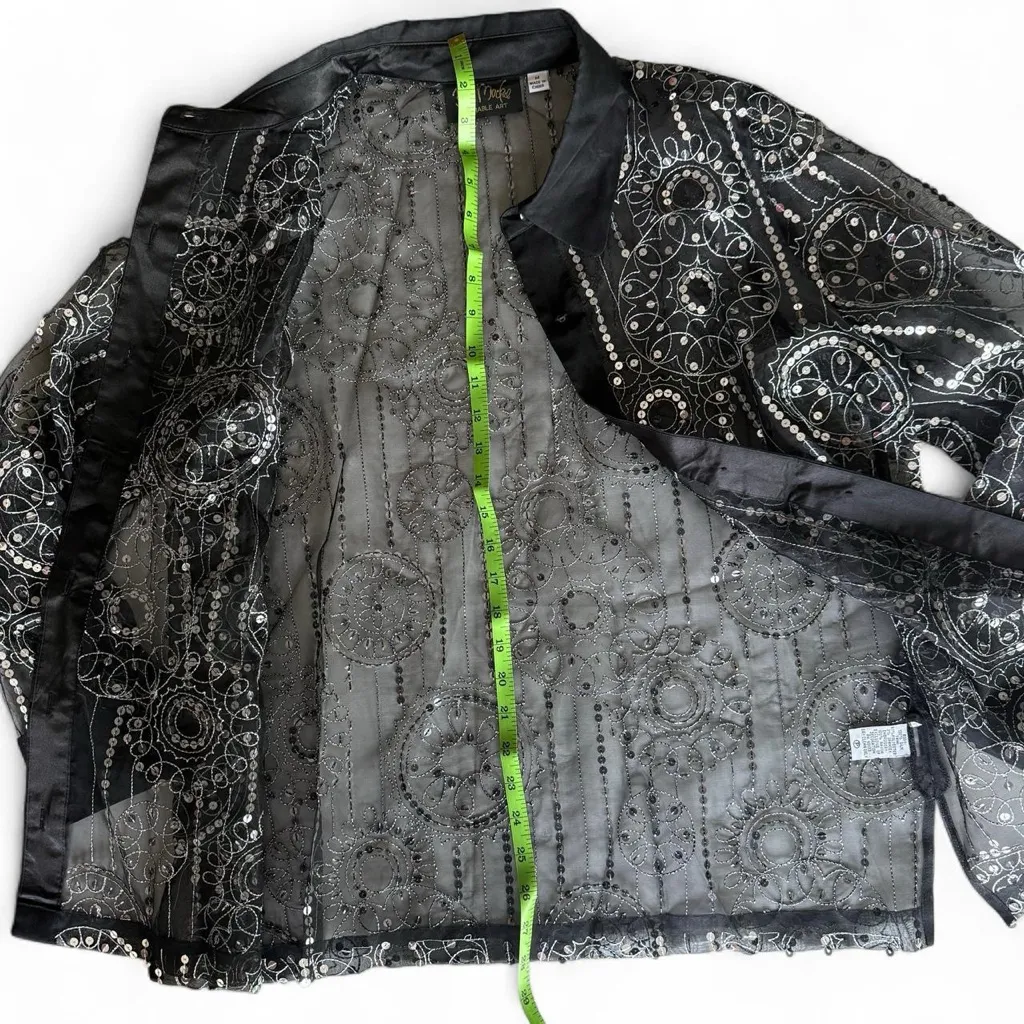 Bob Mackie Black and Silver Blouse - Image 4