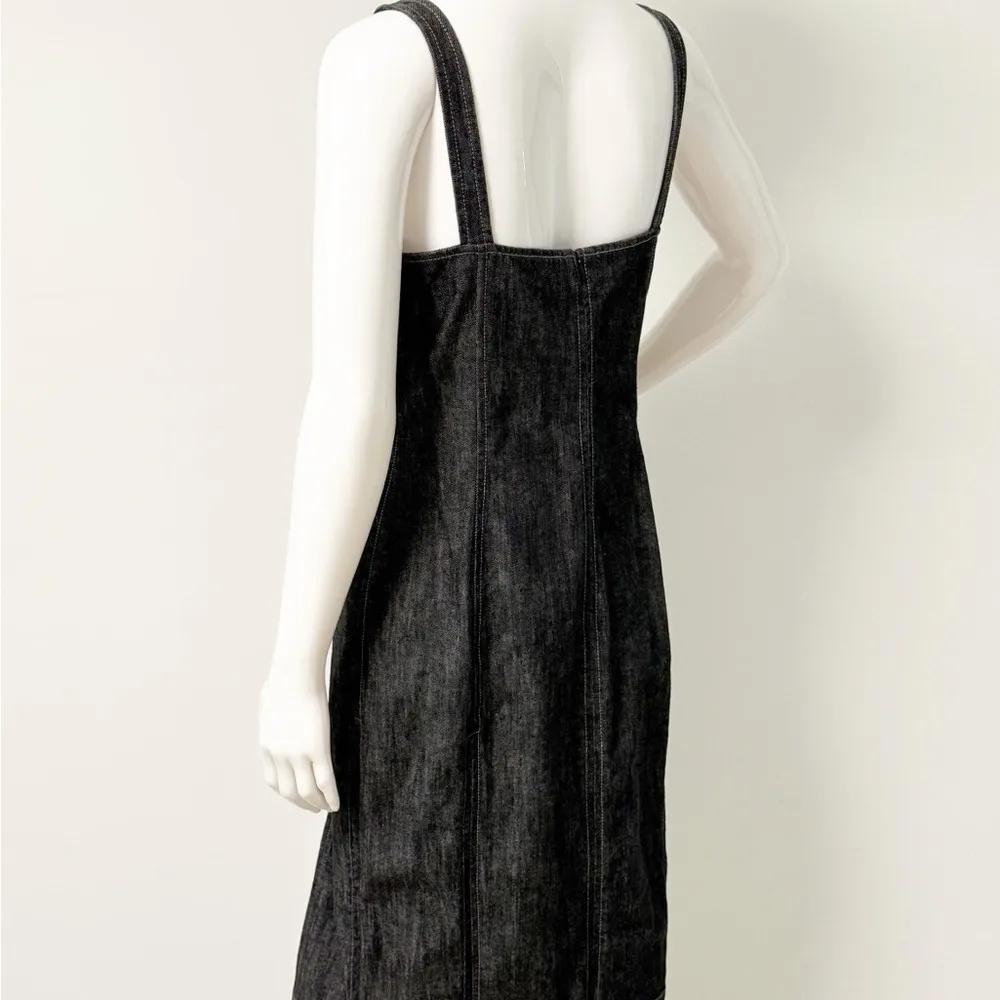 Randolph Duke The Look Black Denim Zip Pleated Corset Dress / Size 14 Western Gray - Image 7