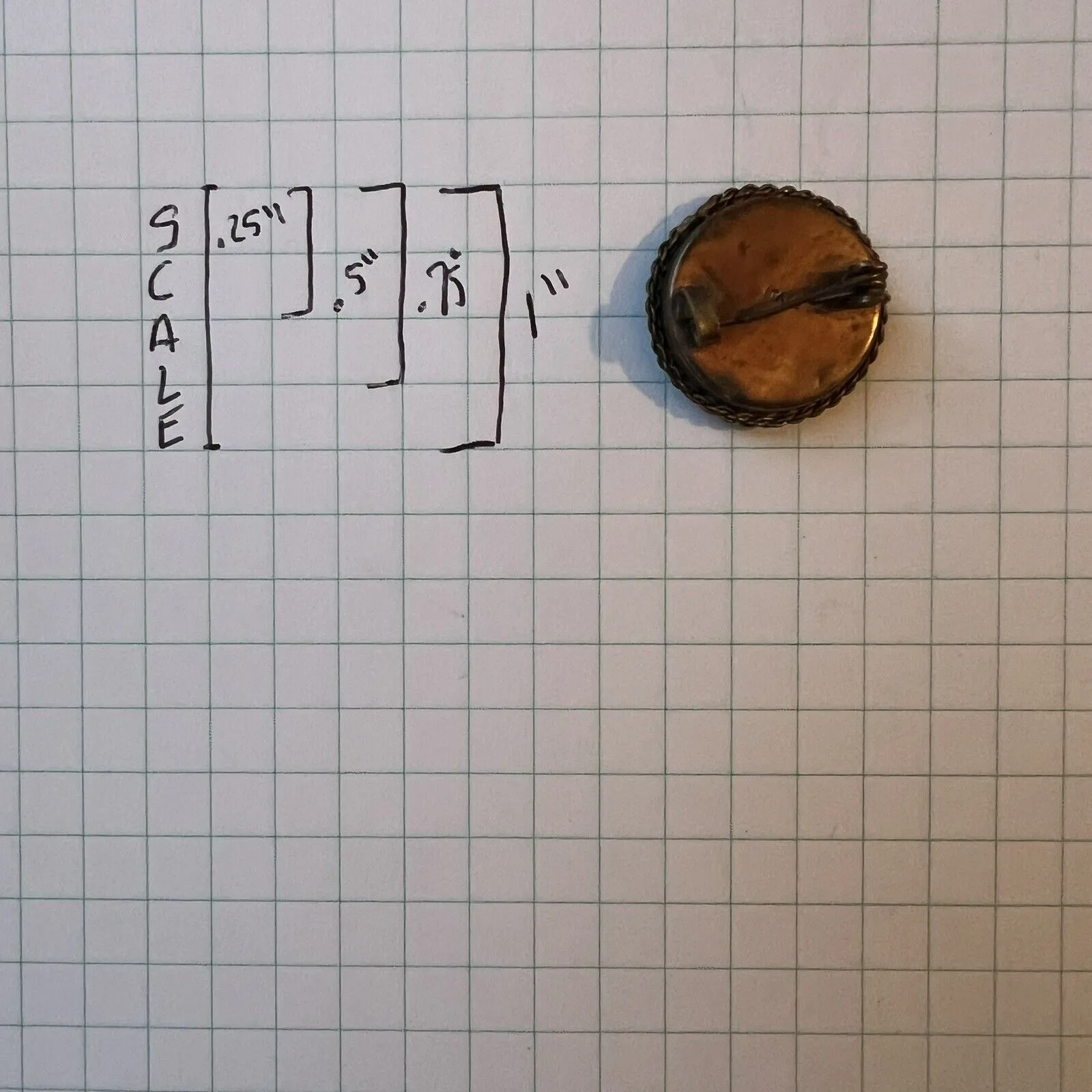 Vintage Italian Micro Mosaic Brooch Pin Floral Motif Blue Red .75” - Image 4