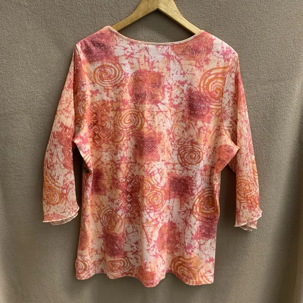 B03-Women's Caribbean Joe Blouse, 1X, Coral Y2K - Image 4