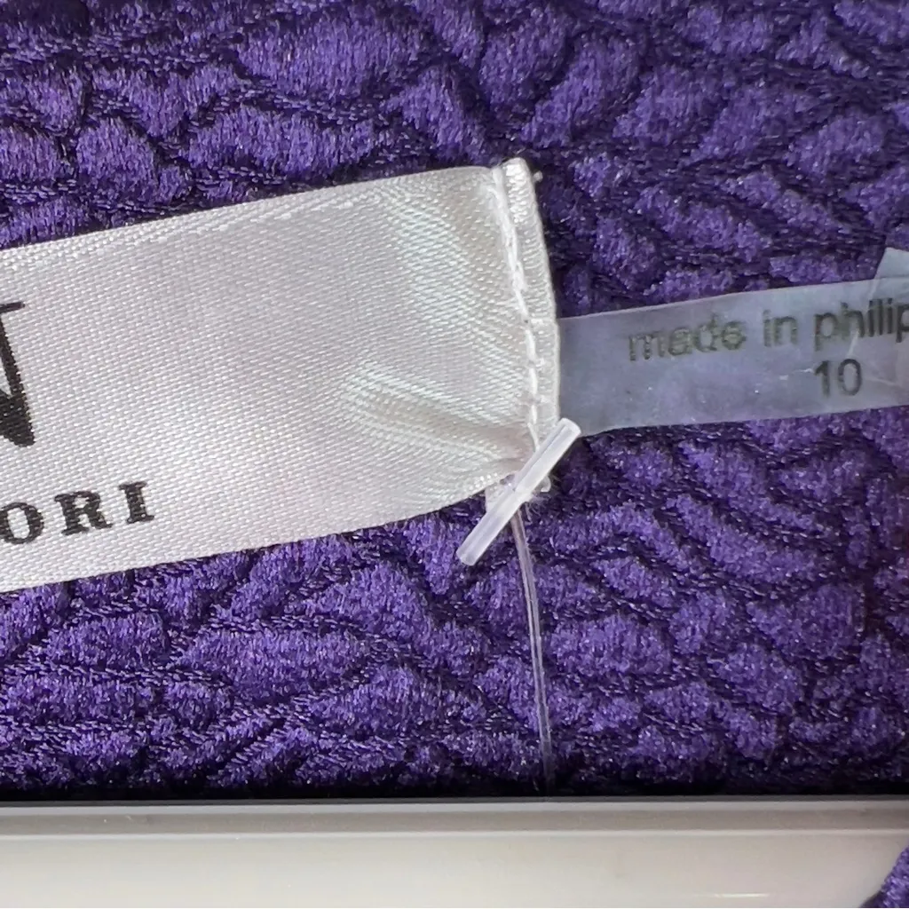 Natori Purple & Black Textured Size 10 Sleeveless Sheath Fit & Flare Dress(Flaw) - Image 11