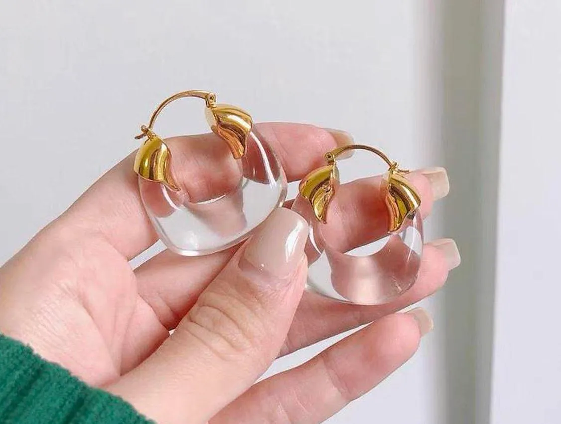 Large hoops clear hoops earrings resin earrings - Image 2