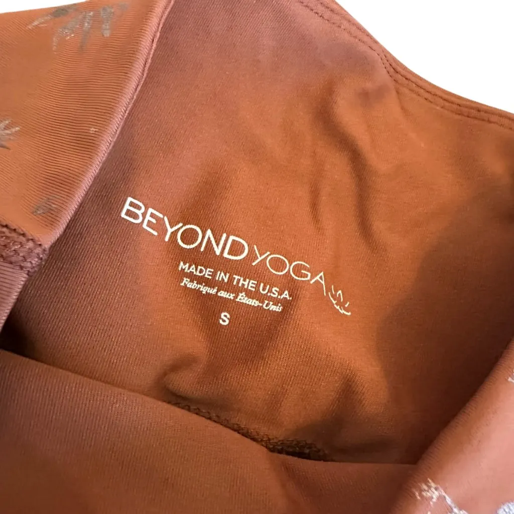 Beyond Yoga Brown Foil Sun Print Leggings Pants High Waisted Stretch Size Small - Image 6