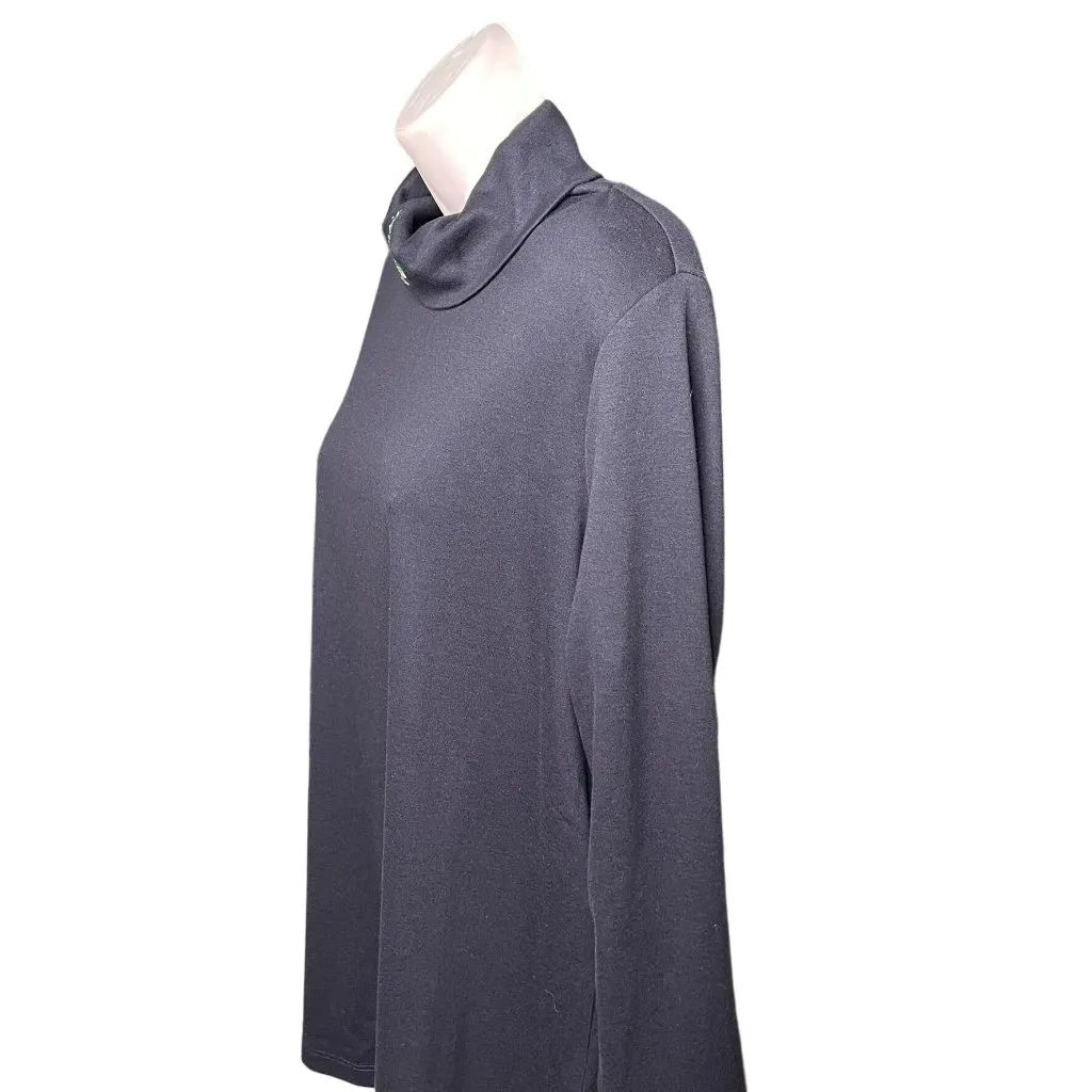 Qccker Factory Christmas Tree Turtle Neck Blouse Black Shirt Size M u Size M - Image 4