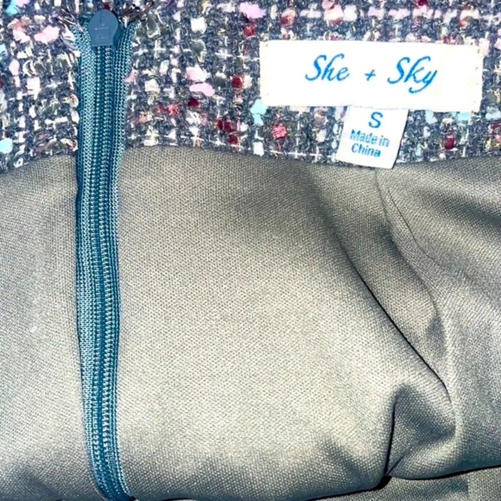 She+Sky Tweed Skirt Small Plaid Coquette Metallic Y2K Academia Pencil Mini Girly - Image 3