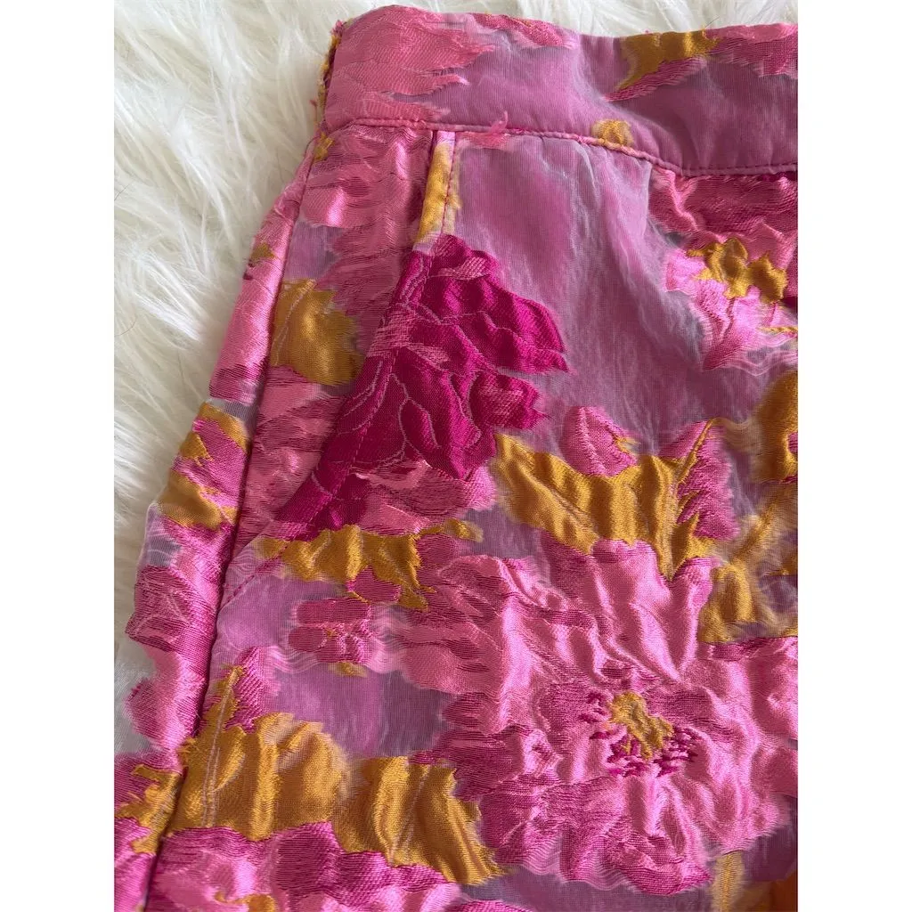 TCEC Women's High-Rise Pink‎ Floral Jacquard Shorts Size S Casual NEW - Image 7