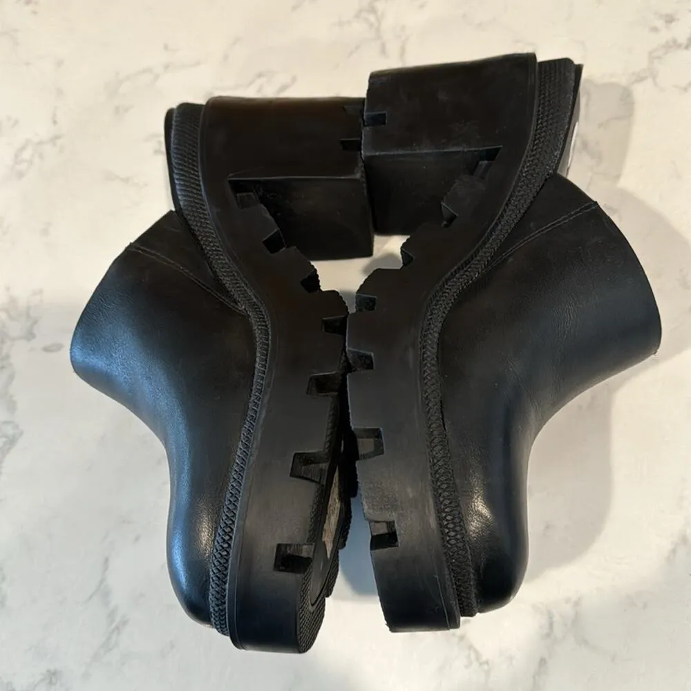 Gianni Bini End-Game Leather Chunky Lug Sole Mules Platform Y2K Heel size 6 - Image 6