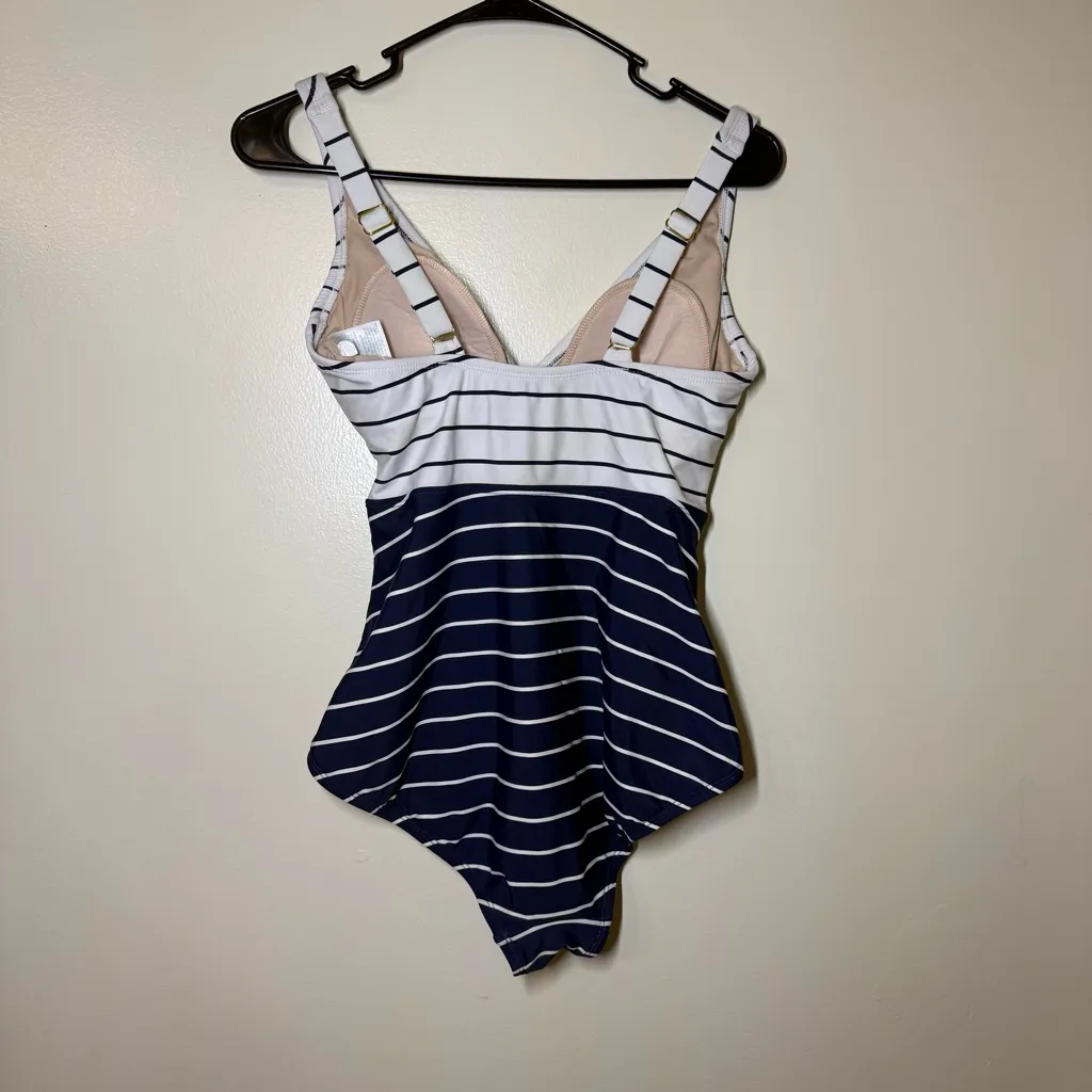 Kona Sol Navy and White Striped One Piece - Image 2
