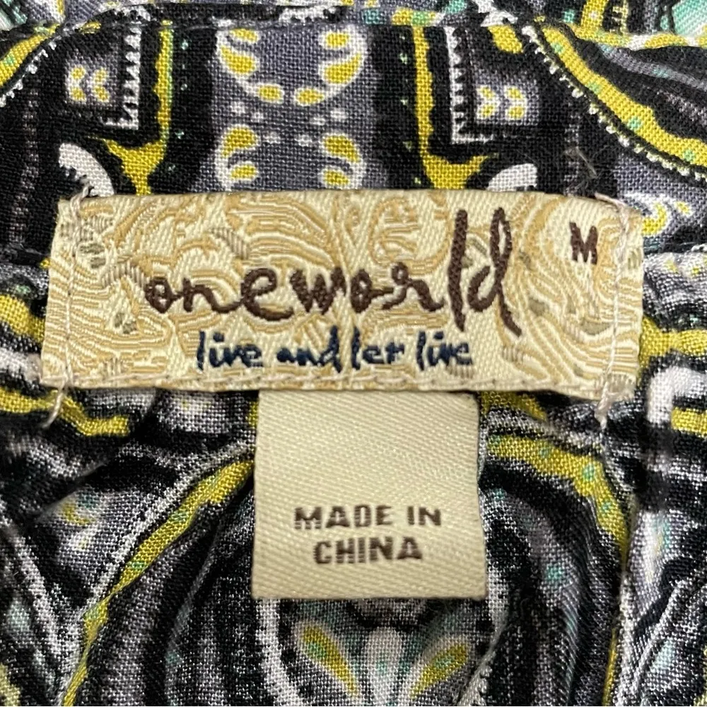 psychedelic abstract green and blue top / M / Excellent condit… - Image 12