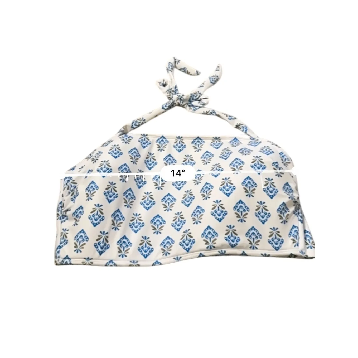 Cupshe NWT Halter Bikini Top Women's Medium White Blue Print Swim Beachwear - Image 4