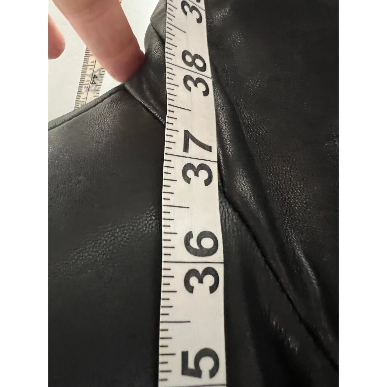 Brandon Thomas Black Leather Long Jacket Coat Womens Size L Button Front Collar Size L - Image 4