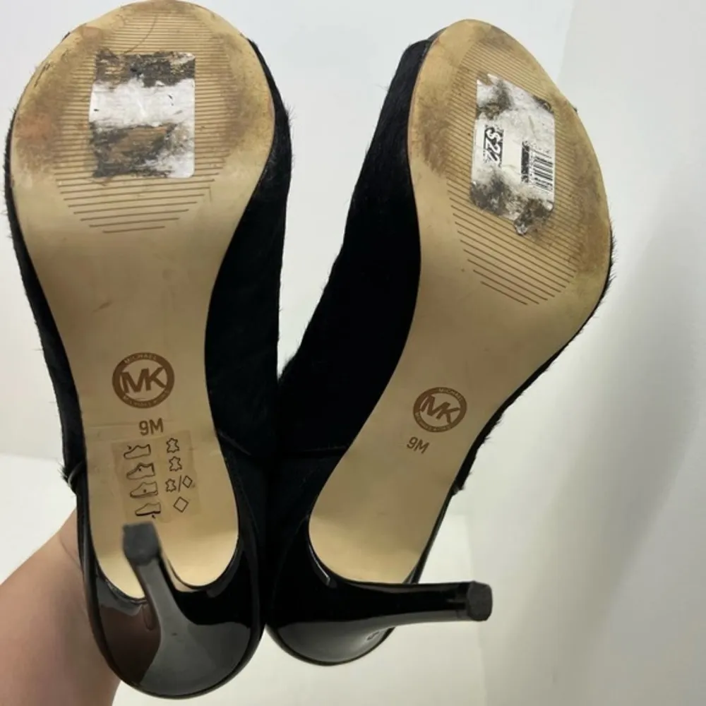 Michael Kors Genivee Booties black Haircalf Size 9 Heels Open Toe leather - Image 7