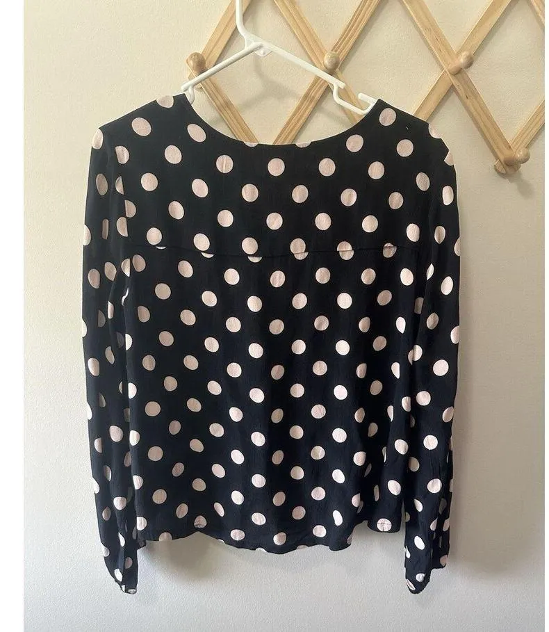 Sanctuary Women’s Black And White Polka Dot Wrap Top Size Medium - Image 4