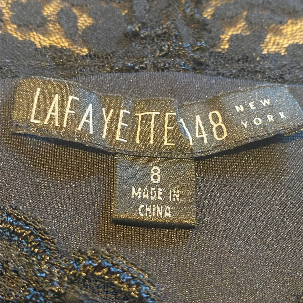 Lafayette 148 Dark Coquette Y2K V Neck Babydoll Top Black Sz 8 - Image 4