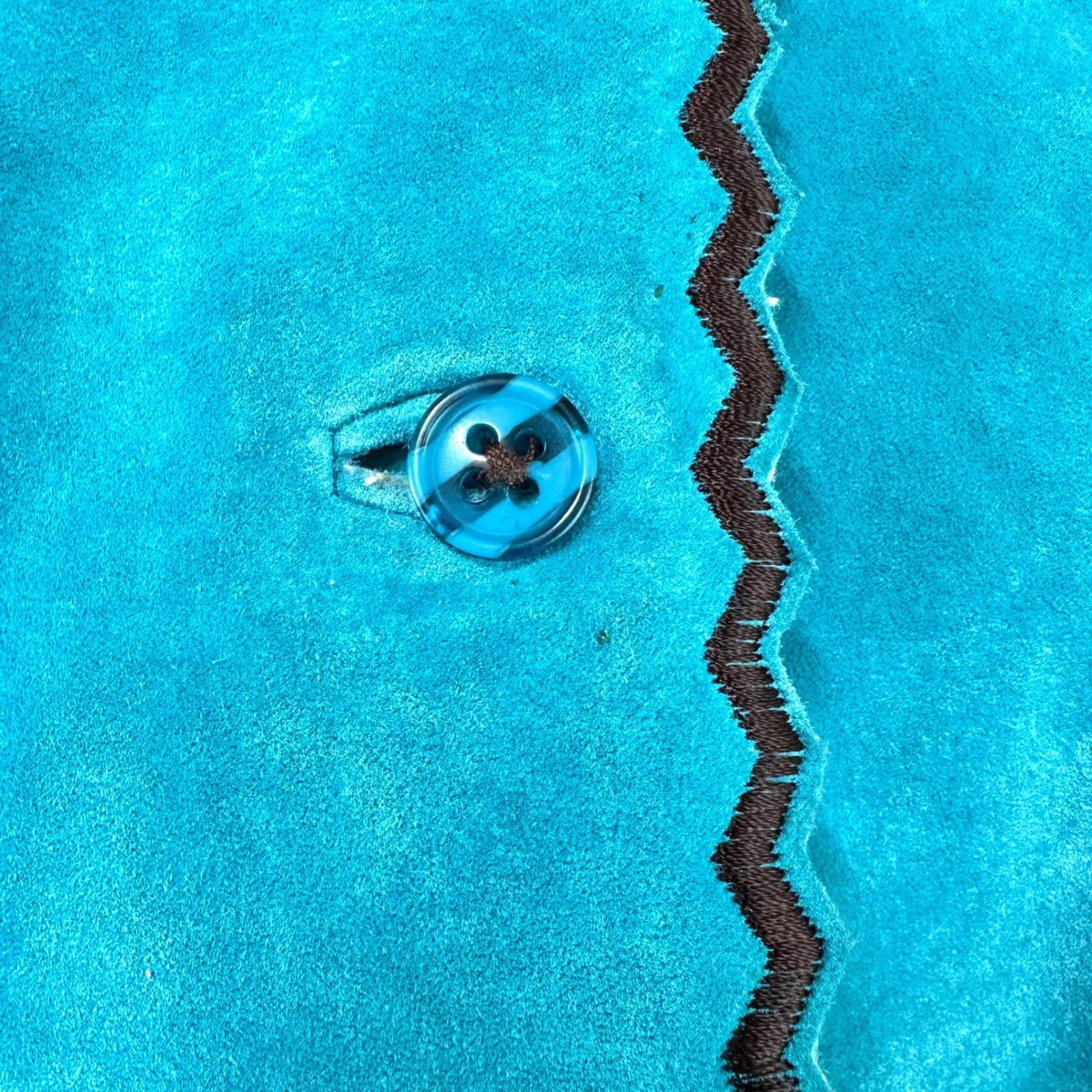 BOB MACKIE STUDIO Turquoise Suede Leather Jacket Blazer Southwestern Women's 10 - Image 3