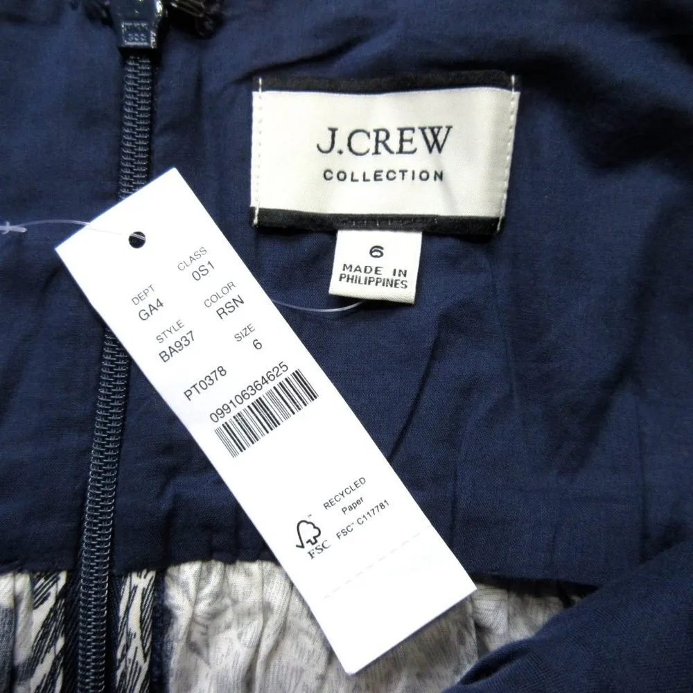 NWT J.Crew Collection Gathered Tank Midi in Navy Ratti® Seashell Print Dress 6 - Image 3