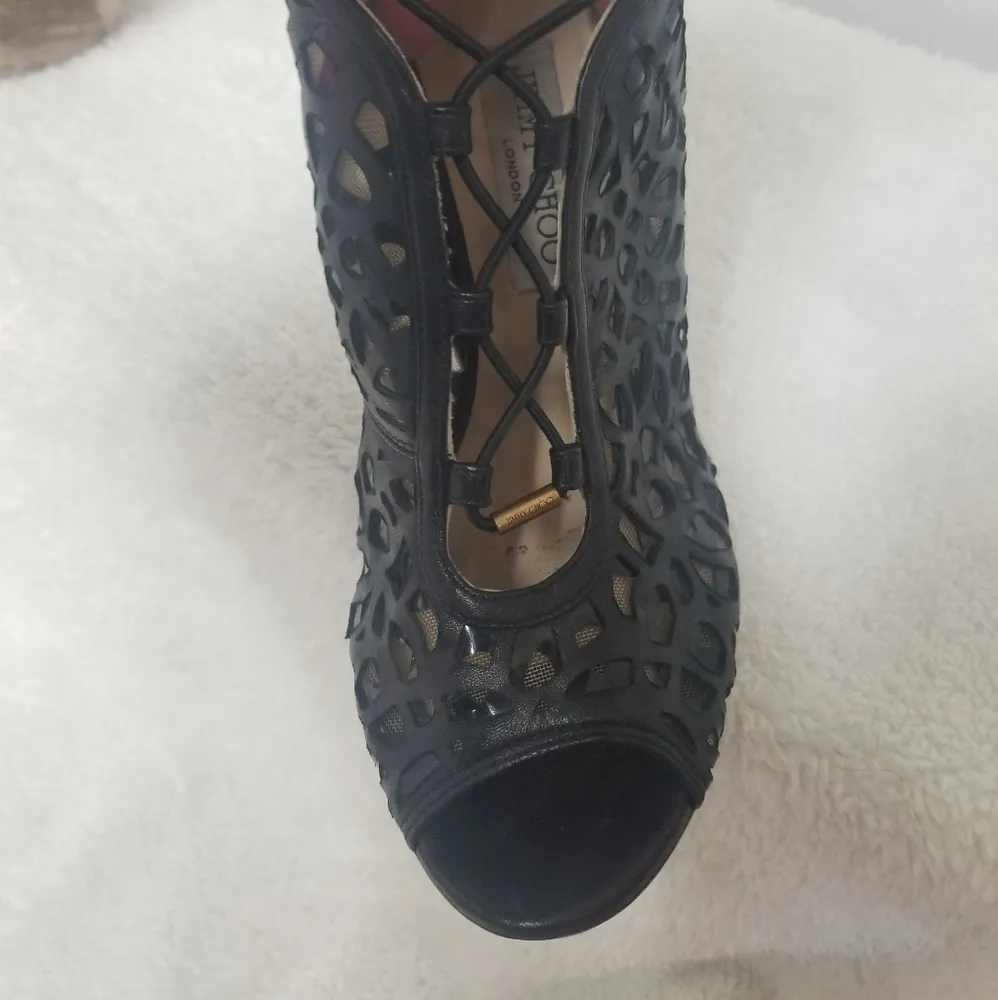 PRICE DROP-Jimmy Choo Tactic Napa Laser Cut Lace-Up Booties Size 39 1/2 - Image 2