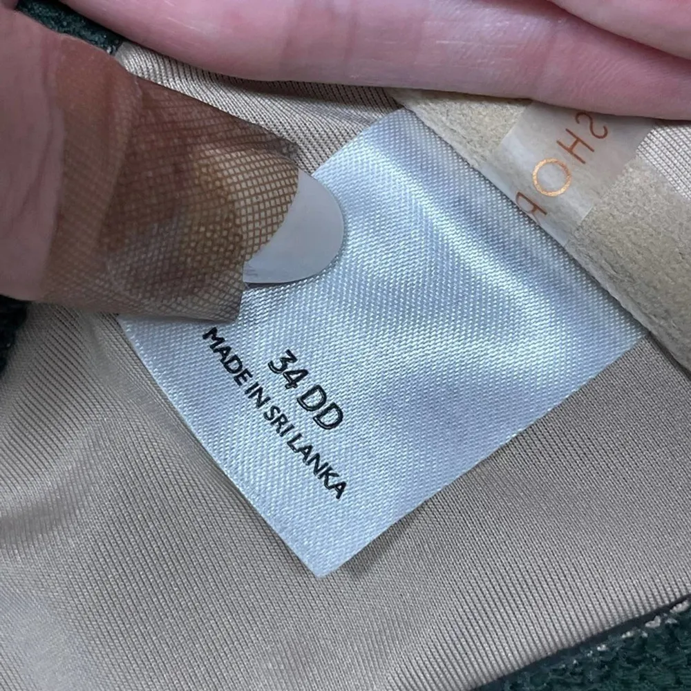 Shade & Shore Tie-Front Keyhole Pique Textured Bikini Top Dark Green Size 34DD - Image 13