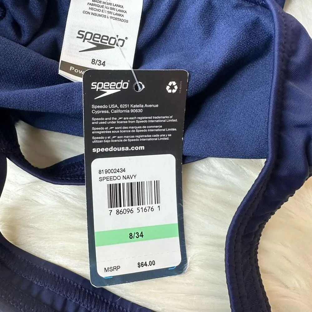 Speedo PowerFlex Eco Navy One Piece Swimsuit Size 8 - Image 8