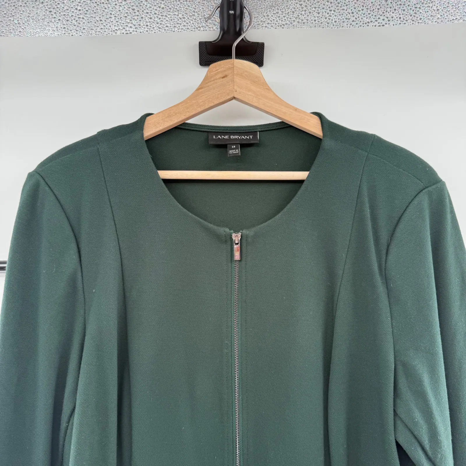 Lane Bryant Dark Green Zip Front Peplum Jacket Womens Plus Size 18 - Image 2