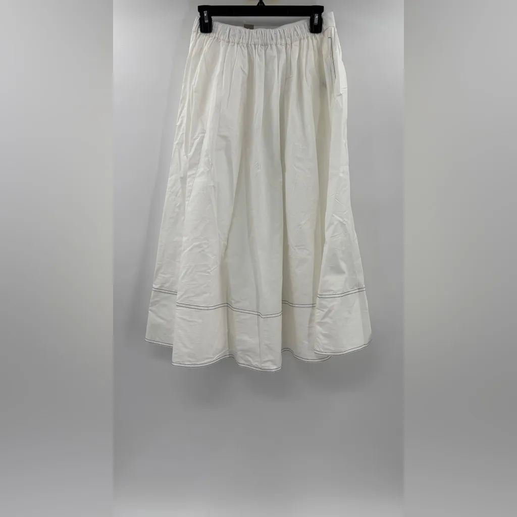 J.Crew Contrast-stitch midi skirt in cotton poplin - Image 6