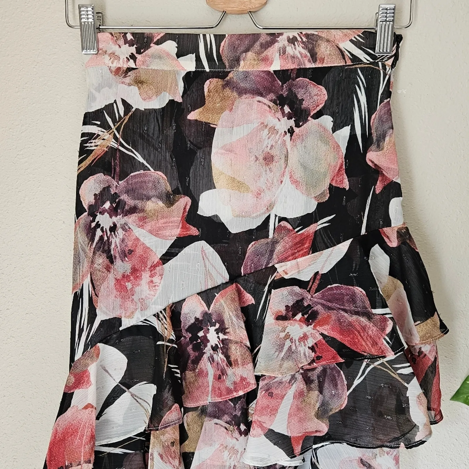 MISA Set‎ Franka Ruffle Asymmetrical Slit Skirt + Top in Flora Tropical Mix XS - Image 13