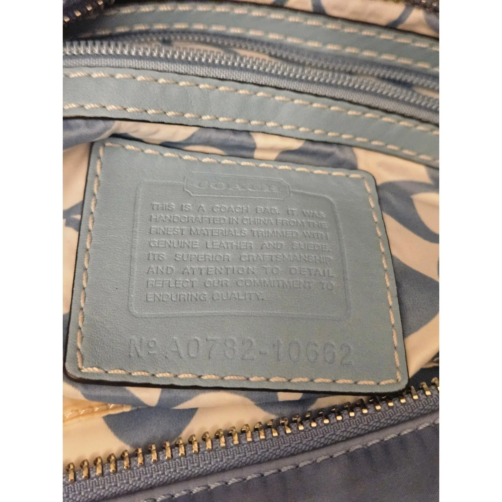 Coach‎ Blue Nylon Leather Trimmed Satchel Handbag Designer Purse - Image 7