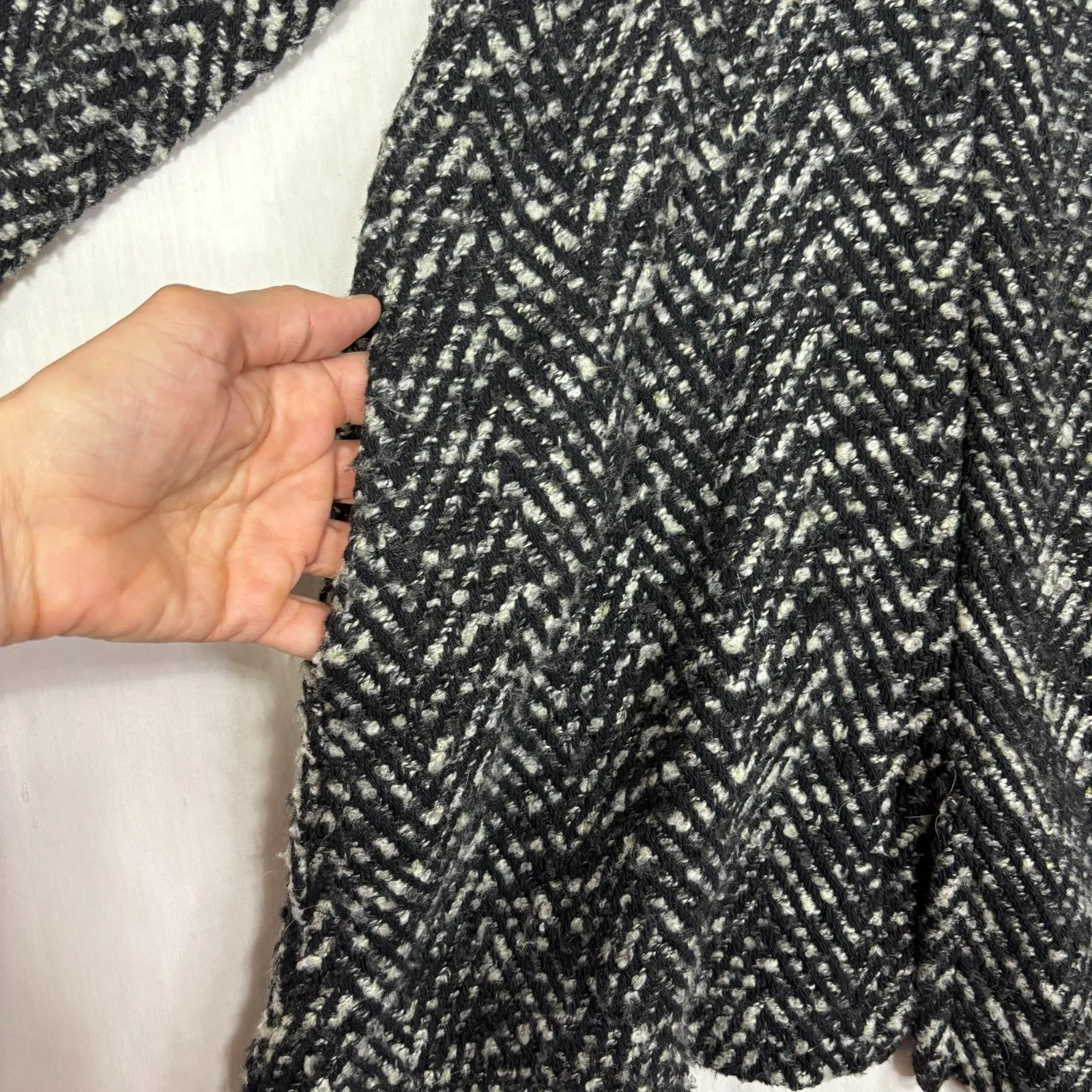 VTG Lady Jane 3 Button Womens Coat Herringbone Swing Textured Cottage 90's Sz L Black Size L - Image 3