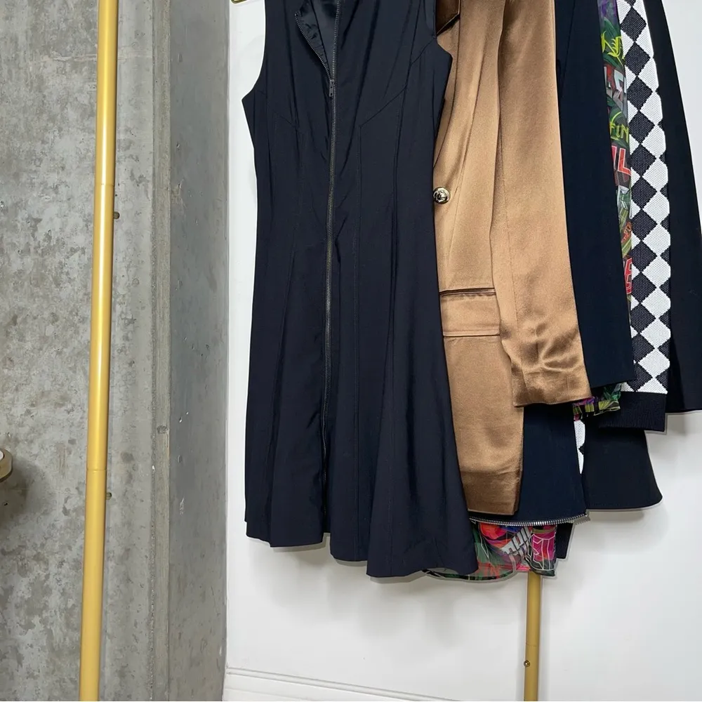 Theory Bonbi Wool Ameera Fabric Zipper Front Fit Flare Sleeveless Dress - Image 5