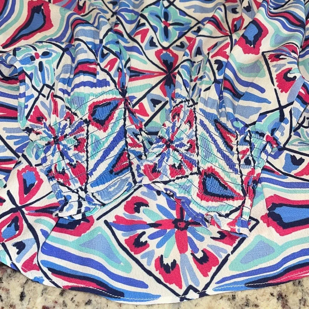 Sail to Sable Womens Smocked‎ Long Sleeve Blouse Top Blue Pink Size Small NWT - Image 9