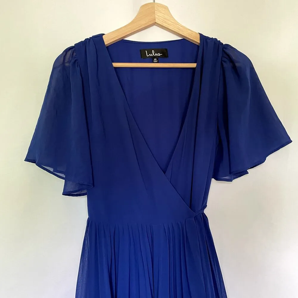 Lulus royal blue midi length wraparound dress v - Image 2