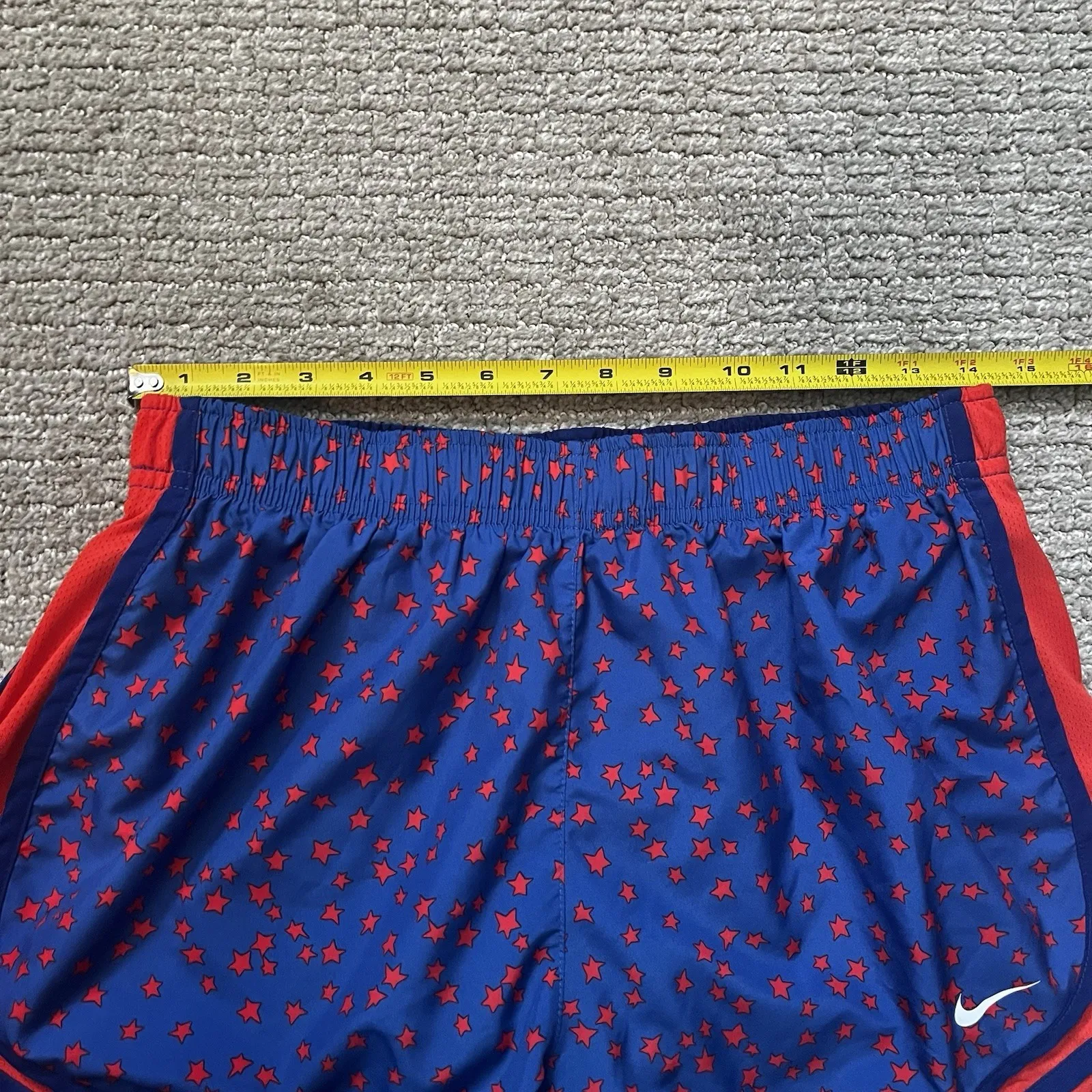 Nike Woman's Large Blue Red Dry Fit Athletic Shorts Stars Lined - Image 6