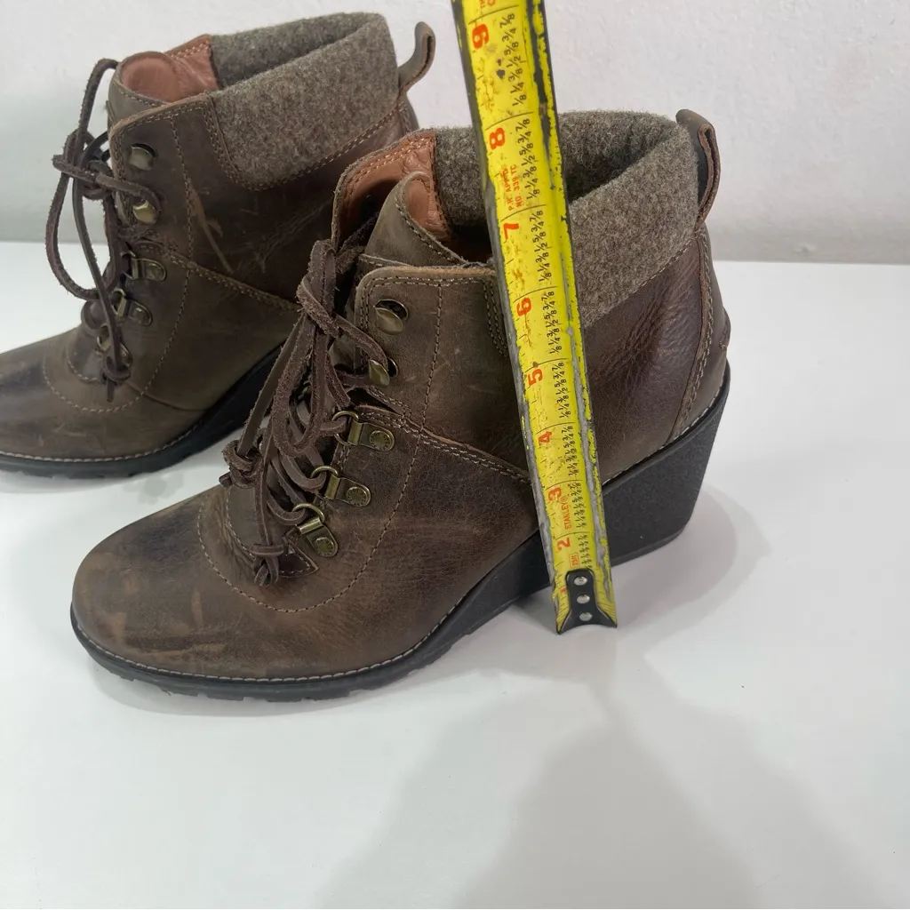Sperry Celeste Leather Lace Wedge Ankle Boots Lined Wmn 10M Brown Gorpcore Boho - Image 2