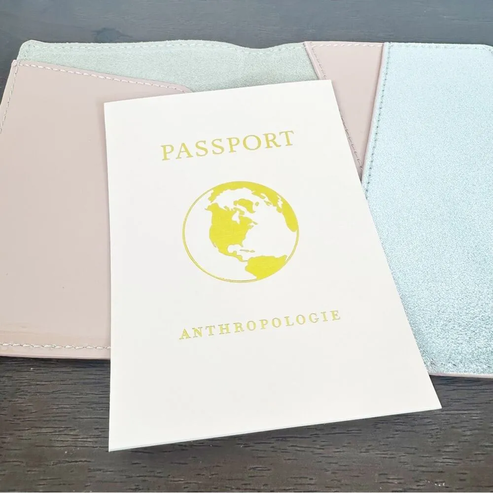 Anthropologie Silver Metallic ‘En Route’ Genuine Leather Passport Holder Book - Image 5