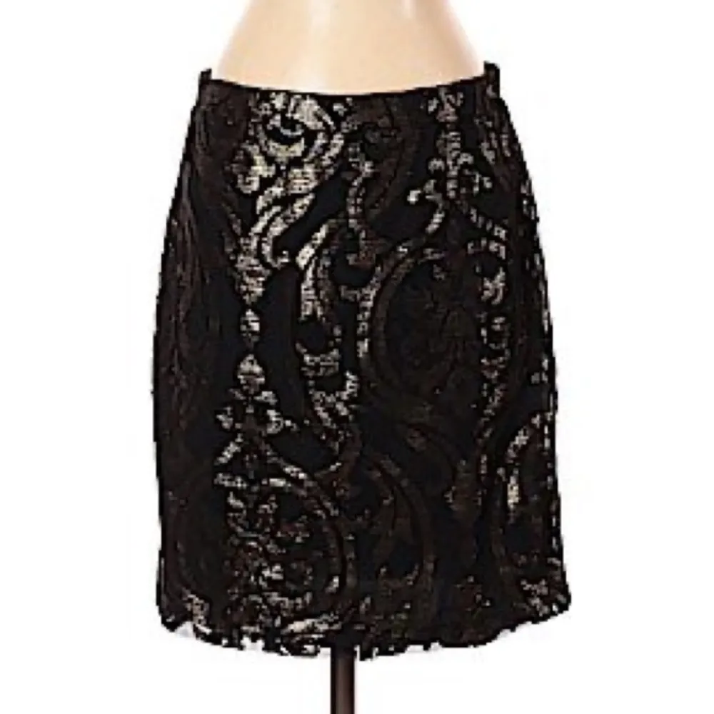 Melissa Paige Skirt Lace-Over Mini Black Gold Size L New with Tag - Image 10