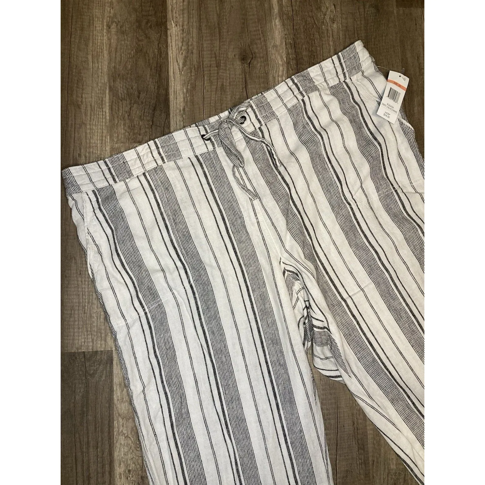 Per Se Womens 2X Linen Blend Flat Front Pants Wide Leg Cropped Coastal Resort - Image 2