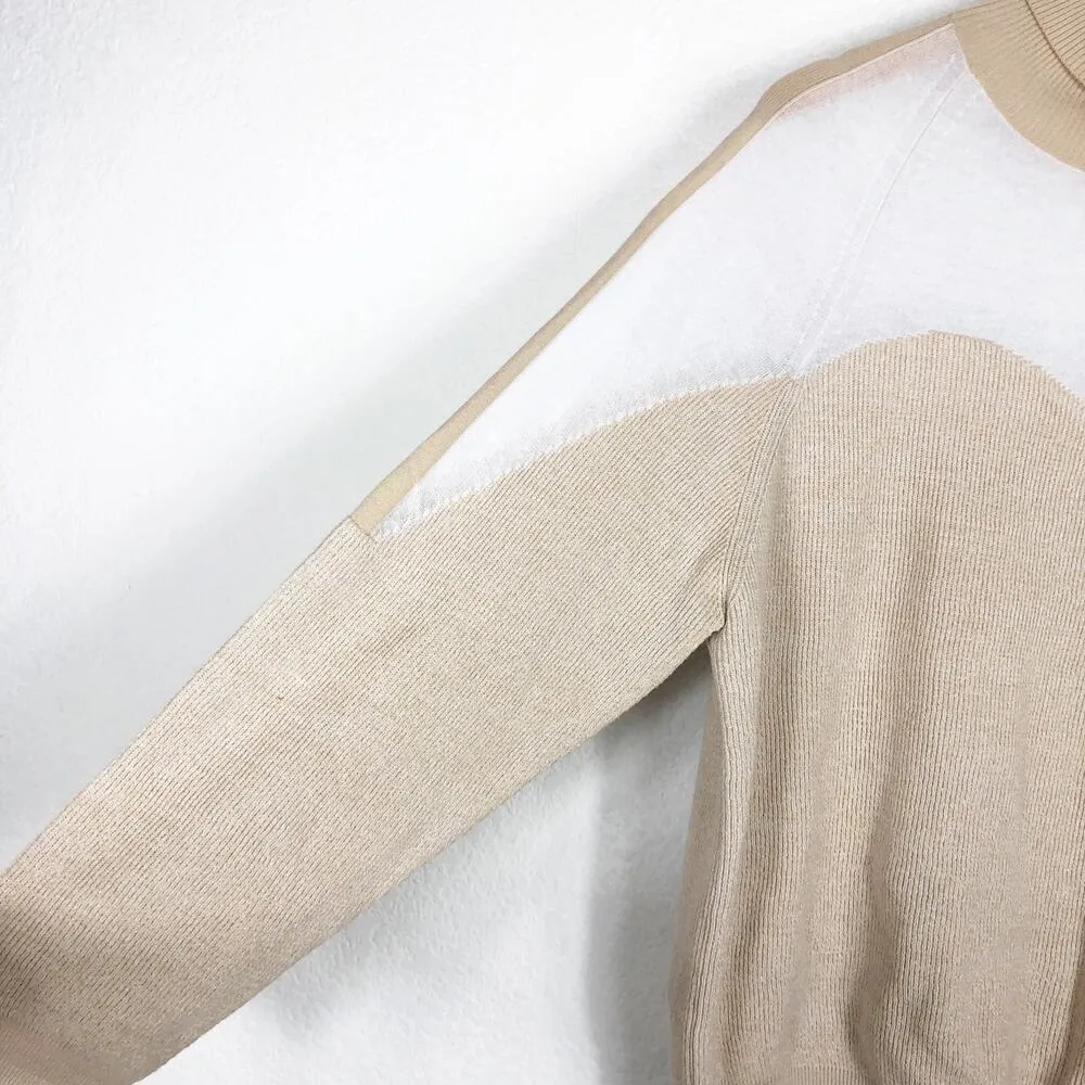 Oblique Creations Tan Illusion Oversized Sweater Size Medium Turtleneck Ribbed - Image 9