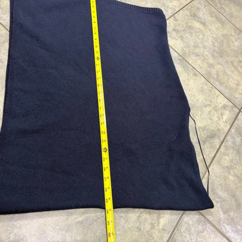 Talbots One Size Cashmere Wool Blend Navy Poncho Fringe Ball Classic Luxury - Image 7