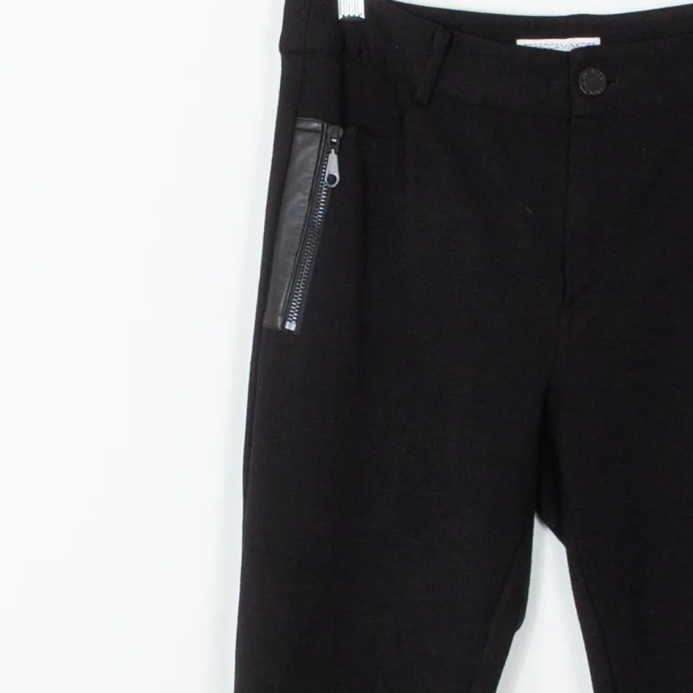 Rebecca Minkoff Black Ponte Zipper Leather Pocket Career Pants Womens Size 4‎ - Image 3