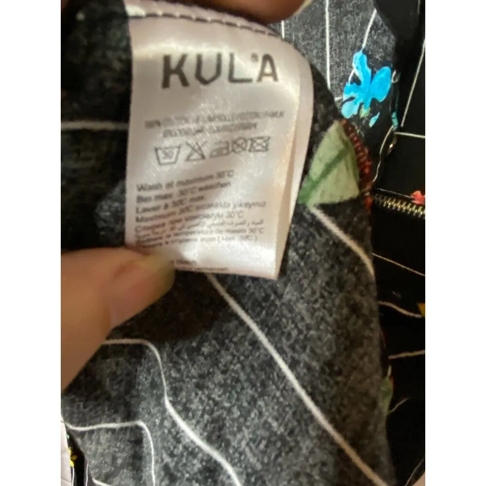 Kula Company women’s Size 42 Long Sleeve Button Floral Pinstripe Shirt Black NWT - Image 6
