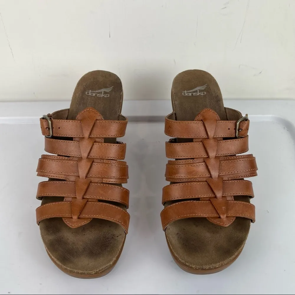 Dansko Dina Brown Woven Leather Strappy Block Heel Sandal Sz 41 - Image 5