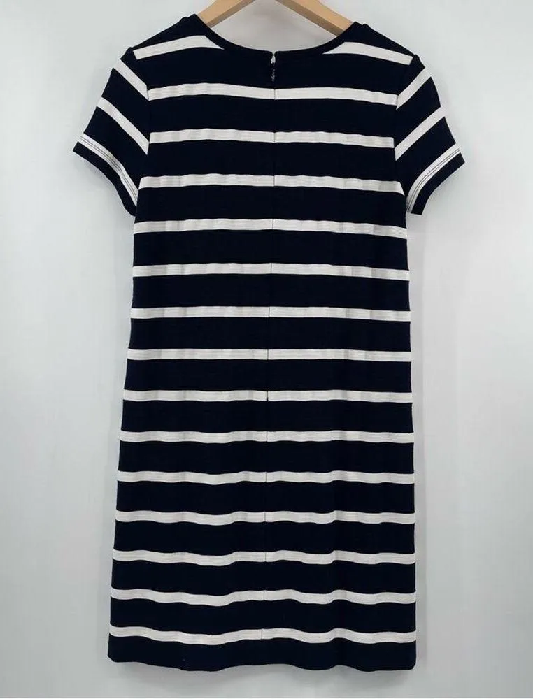 LOFT ANN TAYLOR Stripe Dress Navy White Nautical Business Casual Office Medium - Image 2