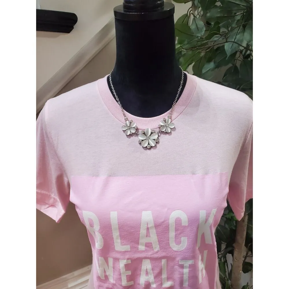 Swarthy Mystic Women's Pink Solid 100% Cotton Crew Neck Black Wealth T Shirt Top Size XS - Image 11