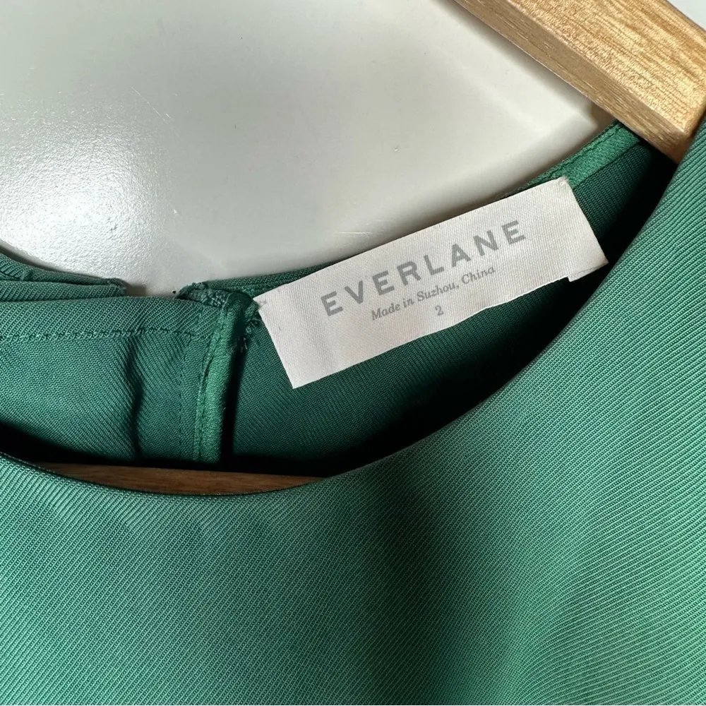 Everlane Green Japanese GoWeave Short Sleeve Zipper Back Shift Dress Size 2 - Image 4