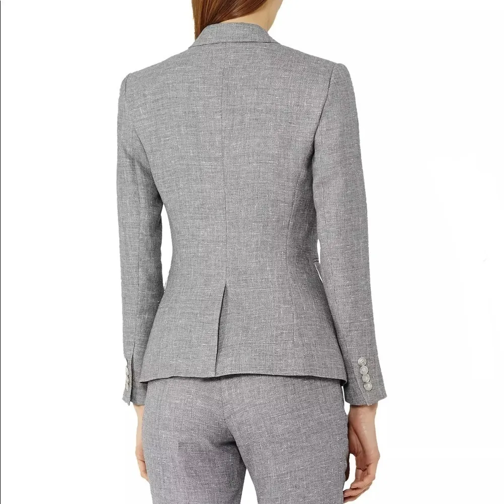 Reiss Turlington Linen Tailored Jacket Grey‎ Size 4 - Image 2
