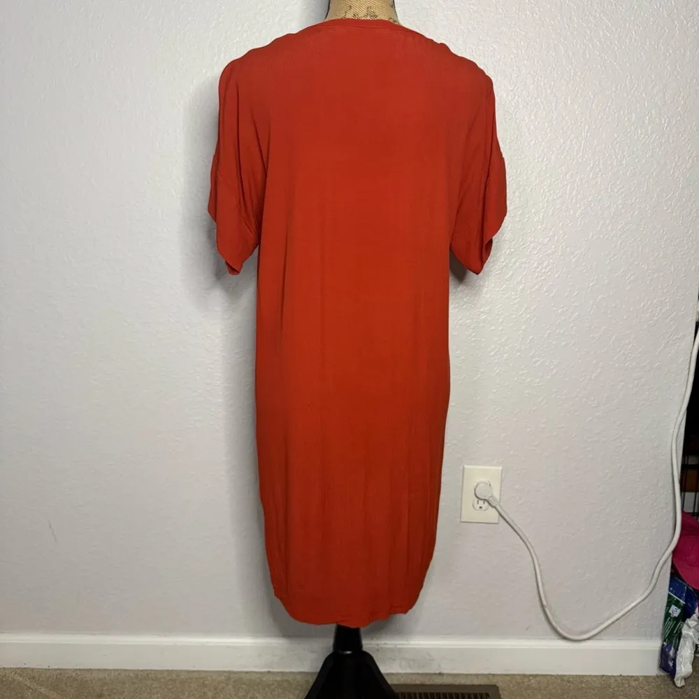 Madewell Novel Shift Dress Rust Size S Relaxed Knee Length Cap Sleeve V Neck - Image 10