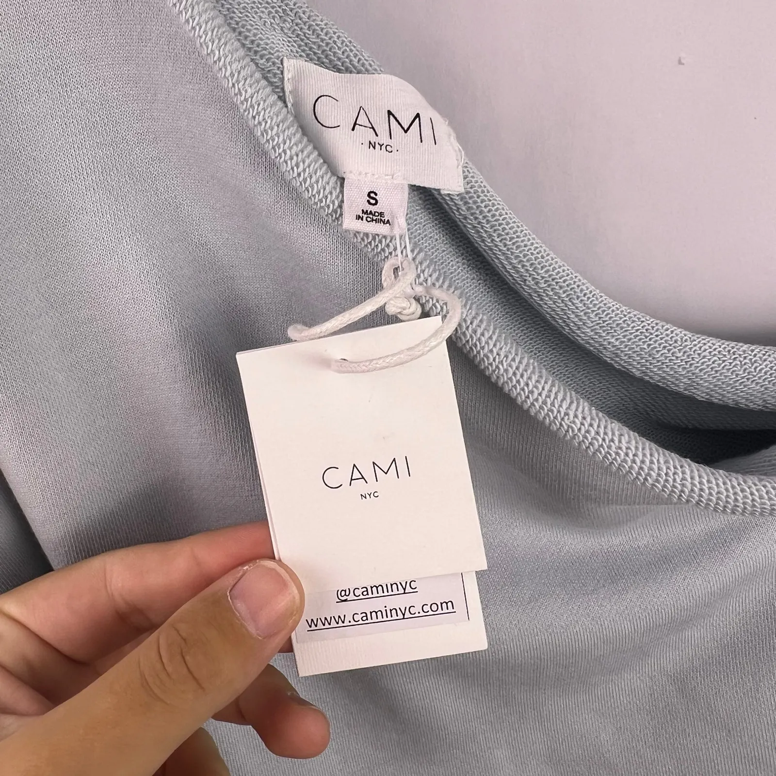 CAMI NYC Beck Top, Glacier Blue, 100% Cotton, One Shoulder Puff Sleeve - Image 9