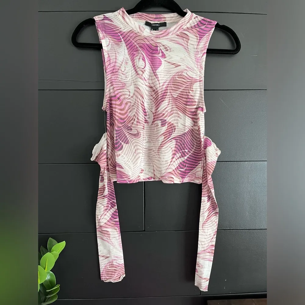 FOREVER 21 Cute Sheer Sleeveless Removable Sleeves High Neck Top Womens Sz S NWT - Image 3